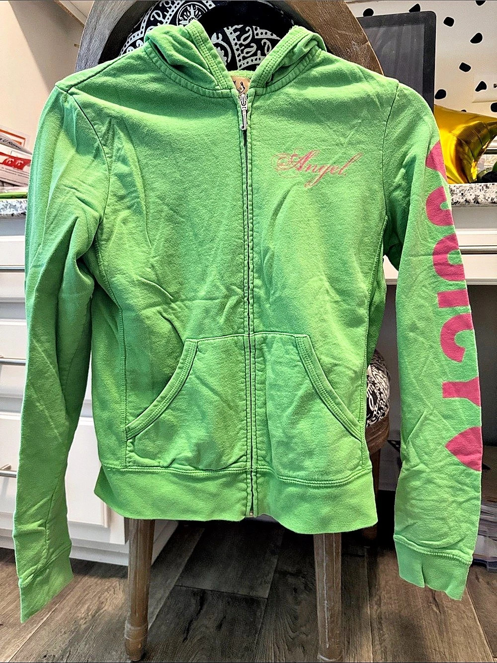 Y2K Juicy Couture Full Zip Hoodie Green & Pink Medium